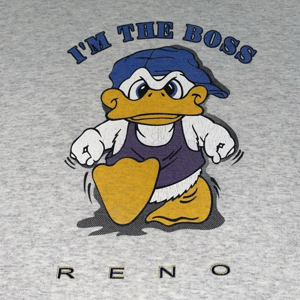 Vtg 90s Youth XL Shirt I'm The‎ Boss Duck Cartoon Reno Graphic Sierra Madre Tee